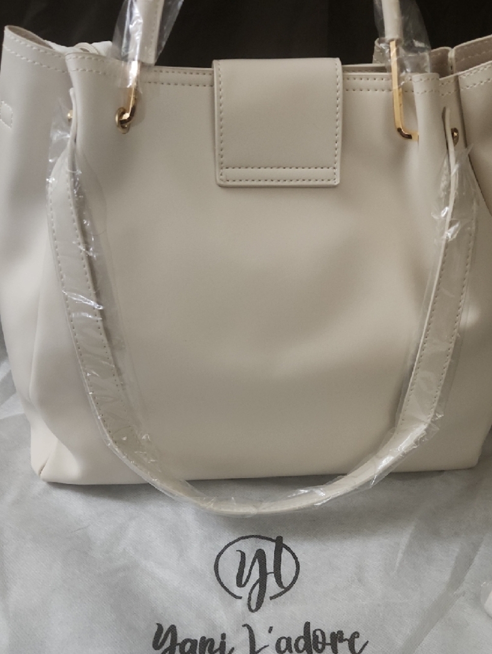 Cream Structured Top-Handle Tote - Picture 4 of 5